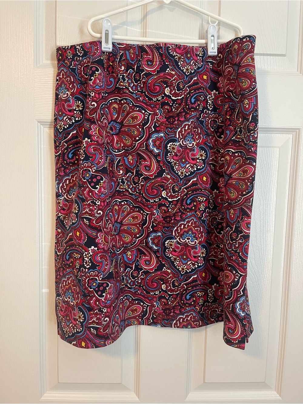 Talbots Navy and Fuchsia Paisley Pencil Skirt